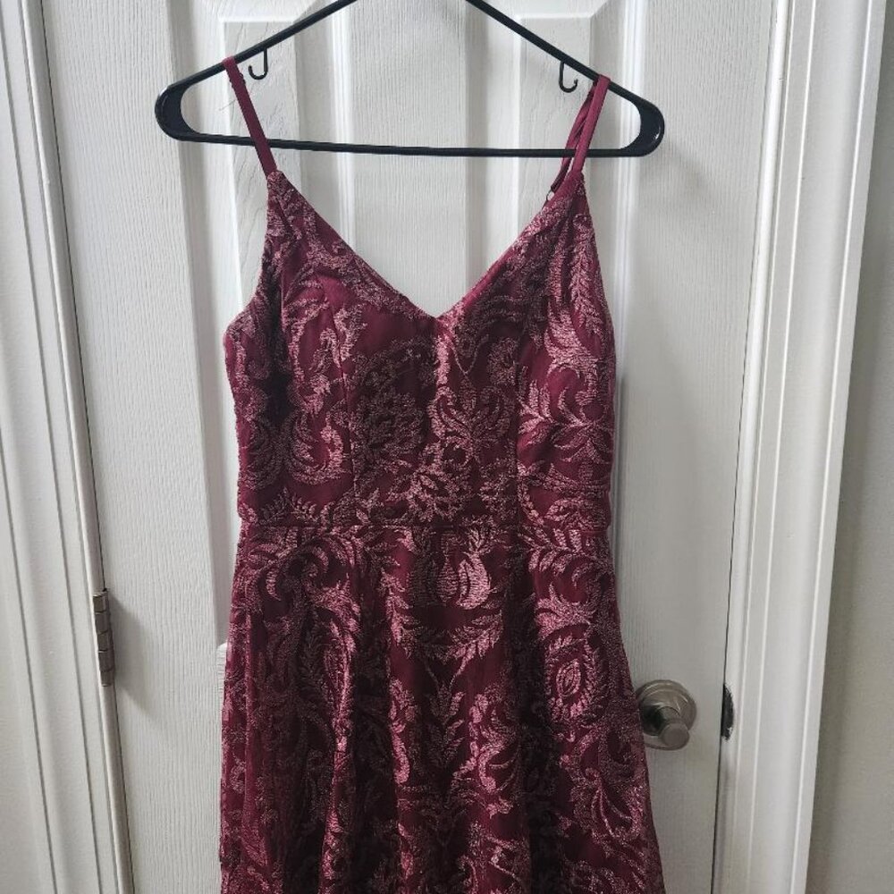 Spaghetti strap Wine colored dress with sparkle design